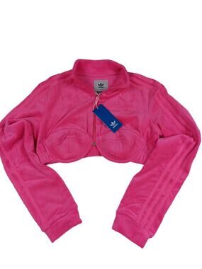 Jeremy Scott adidas Originals Track Crop SZL Top Jacket Velour H50967 SOLAR PIN